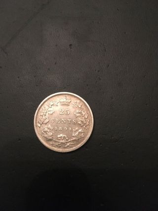 Canada Canadian Queen Victoria 25 Cents Quarter 1891 Very Fine Rare