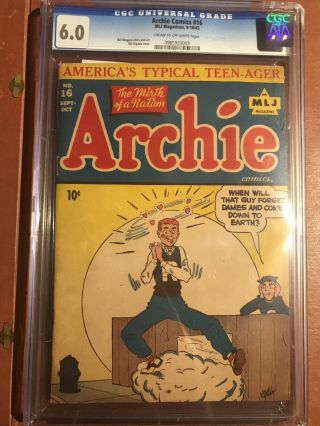 Archie Comics 16 Cgc 6.  0 Cr/ow Betty Veronica Gga Rare Sweet