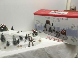 Rare Mr Christmas - Winter Wonderland Lighted Ski Hill Action 30 Tune Music Box
