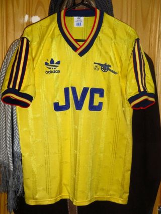 Very Rare Arsenal Football Shirt 1986 - 1988 Adidas 38 - 40 " Jvc Gunners Away Yellow