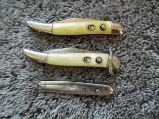 Rare Vintage - 1 - Schrade Presto And 2 - Hammer Button Pocket Knives