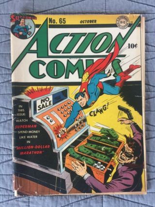 Rare 1943 Golden Age Action Comics 65 Classic Cover