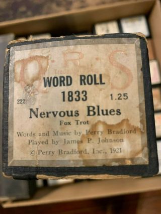 Qrs Piano Roll - Nervous Blues Played By James P.  Johnson Ex.  Rare