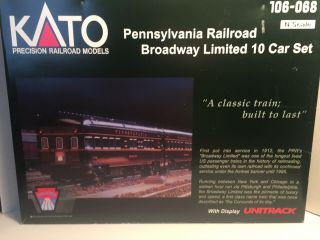 N Scale Kato Pennsylvania Railroad Broadway Limited 10 Car Set 106 - 068 Prr Rare