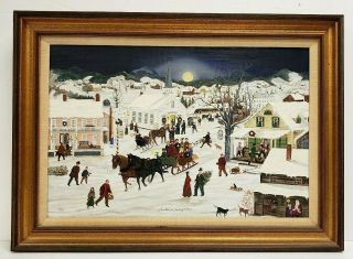 Rare Signed Will Moses L/e Canvas Serigraph Christmas Is Coming To Town,