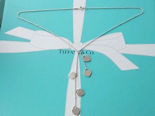 Authentic Rare Tiffany & Co 5 Mini Hearts Lariat Necklace