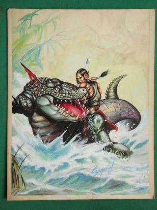 Turok Son Of Stone Monster Alligator Unique Mexican Comic Cover Art Very Rare