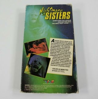 Nightmare Sisters Movie Rare OOP VHS 1988 Cult Horror Trash Video Tape 3