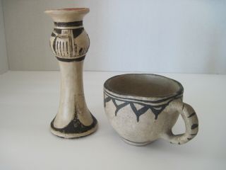 C.  1920 - 1930’s Rare Tesuque Candlestick And Cup Pottery