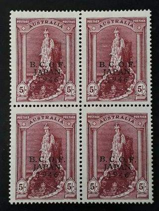Rare 1947 - Australia Blk 4x5/ - Claret B.  C.  O.  F Japan 1946 Overprint Stamps Muh