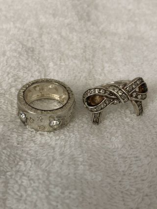 Vivienne Westwood 2 Rare Sterling Silver Rings: Bow Ring And Stars Orbs Band