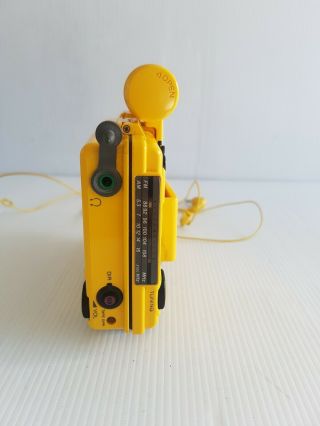 Retro yellow Sony solar walkman WM - F107 stereo cassette radio player rare 2