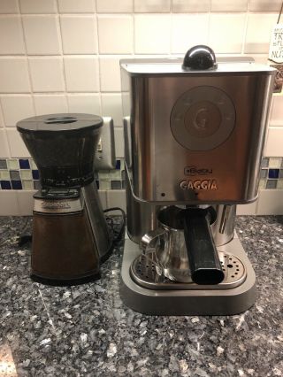 Baby Twin Gaggia Espresso Machine,  Rarely,  With Conical Burr Grinder