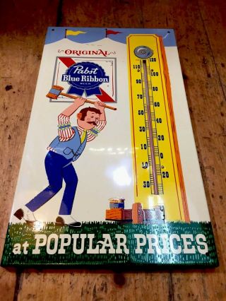 Rare Vintage Pabst Blue Ribbon Pbr Beer Thermometer/ Sign Fabulous
