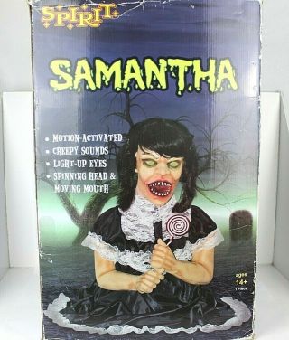 Spirit Halloween Animated Prop Decoration Samantha Head Spins Lollipop Girl Rare