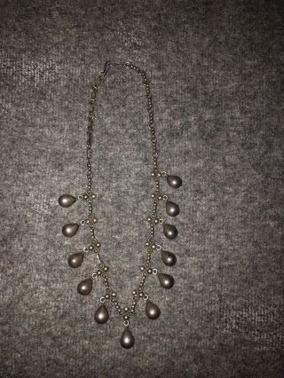 Rare Vintage 1940s Tlaquepaque Mexican Sterling Silver Droplets Necklace