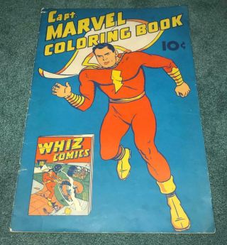Very Rare 1941 Captain Marvel Coloring Book Golden Age Comic Fawcett