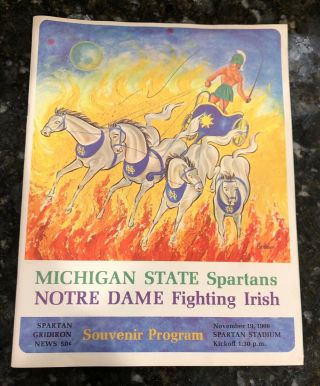 Rare Michigan State Vs Notre Dame 1966 Football Program,  Now $200
