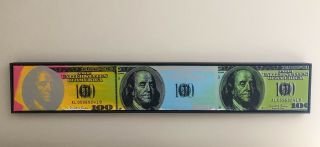 Steve Kaufman “100 Dollar Bills " Rare Signed Oil On Canvas,  Framed,  Money