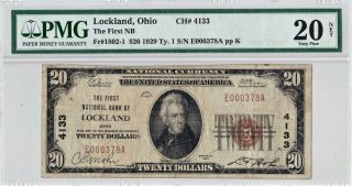 $20 1929 T1 National Lockland Ohio Oh " Extremely Rare " ( (8 On Census))  Pmg 20 Vf