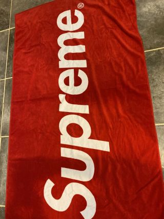 Supreme Box Logo Oversized Red Sports Beach Towel.  2012 100 Authentic Rare