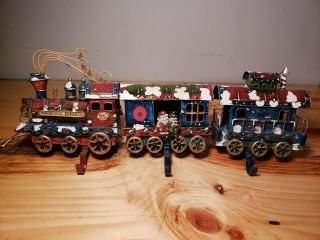 Christmas Express 3 Piece Stocking Holder Train Set Very Rare Heavy Metal