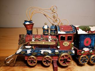 Christmas Express 3 Piece Stocking Holder Train Set Very Rare HEAVY METAL 2