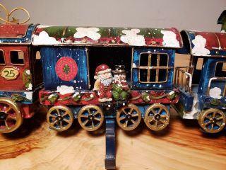 Christmas Express 3 Piece Stocking Holder Train Set Very Rare HEAVY METAL 3