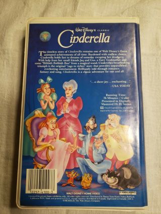 Walt Disney Cinderella Black Diamond 410 VHS 1988 RARE Looks Good 3