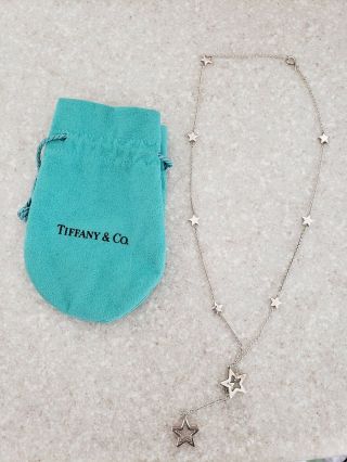 Tiffany & Co Silver Star Lariat Necklace Pendant Charm Link 19 Inch Chain Rare