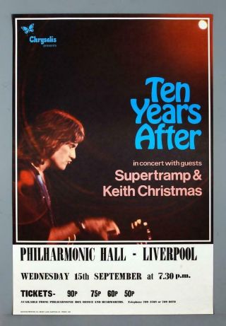 Ten Years After Supertramp - Mega Rare Liverpool 1971 Concert Poster