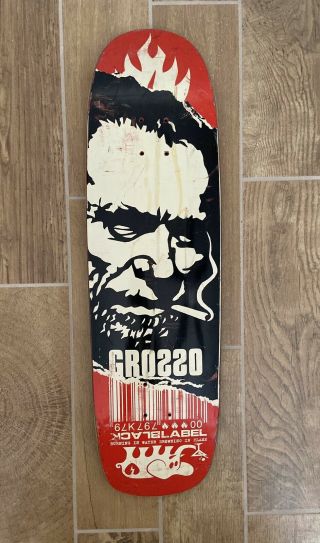 Rare Vintage 2000 Jeff Grosso Chuck Bukowski Black Label Skateboard Deck