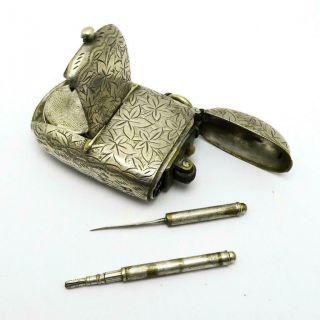 Rare Antique Converted Match Safe Lighter Toothpick Pencil Coin & Stamp Holder