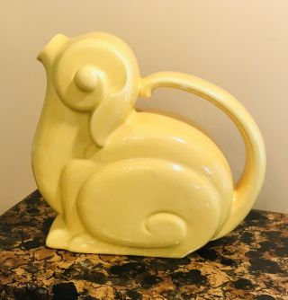 Rare Stangl Pottery Bunny Rabbit Jug Pitcher 1998 Art Deco Style Sunny Yellow