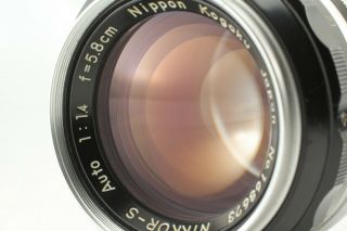 [Rare PAT PEND] Nikon Nippon Kogaku Nikkor S Auto 5.  8cm 58mm F1.  4 Lens JAPAN 3
