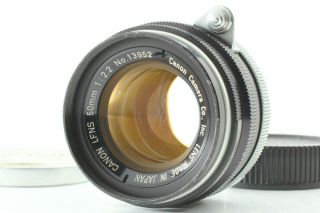 Rare F/2.  2 : Exc,  5 W/ Metal Cap Canon 50mm F/2.  2 Ltm Leica L39 From Japan
