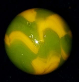 Marbles: Rare - Peltier 3/4 " Green/yellow John Deere Mcs Nlr Shooter Swirl