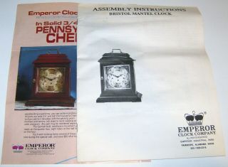 Rare 1991 Emperor Clock Company Cherry Wood Bristol Mantel Clock Kit Complete