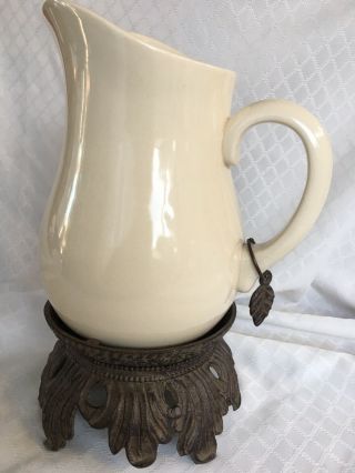 Gg Gracious Goods Water Pitcher With Metal Gg Base, .  Rare.