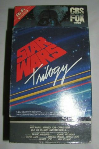 Star Wars Trilogy 1988 Vhs Set W/ Rare Paper Slipcover - Cbs Fox Video