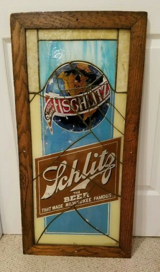 Large Pre - Pro Schlitz Beer Reverse - On - Glass Sign From Milwaukee – Rare