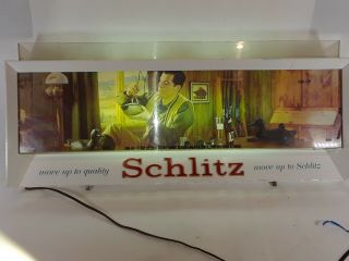 1958 Schlitz Beer Lighted Sign Scene Move Up To Schiltz Rare