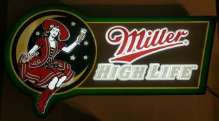 Big Rare Miller High Life Girl On Moon Beer Bar Hanging Sign Neon Lighted Sign