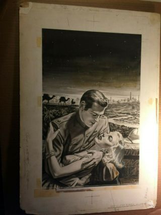 Rare Romantic Signed Published Pulp Illustration Art 1940s