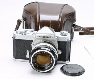 [rare] Nikon Nikkormat Fs 35mm Film Slr Body W/ 50mm F/1.  4 Lens,  Case