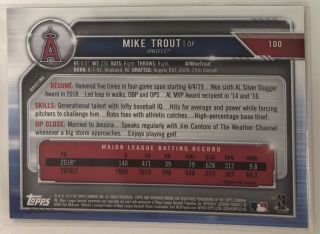 Mike Trout 2019 Bowman Chrome Gold Refractor /50 Rare Angels Non Auto HOT NM MVP 2