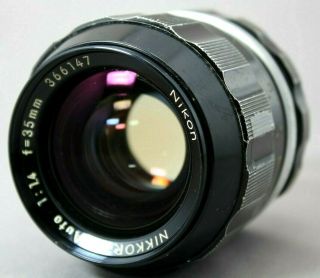 Rare Nikon Nikkor - N Auto 1:1.  4 35mm Non Ai Lens B005e