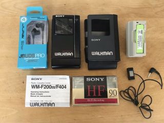 Rare Sony Wm - F404 Walkman Radio Cassette Corder & Accessories Wm F100 Era