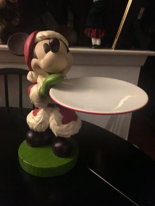 Santa Mickey Mouse Cookie Plate Holder Euc And Rare 13 Inches High