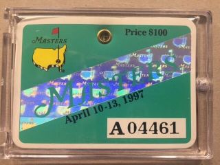1997 Masters Golf Badge Collectors Item Very Rare Ticket Tiger Woods